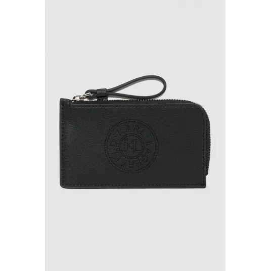 Karl Lagerfeld, Portcart de piele cu buzunar cu fermoar, Negru