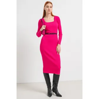 Karl Lagerfeld, Rochie bodycon cu logo in talie, Fucsia, M