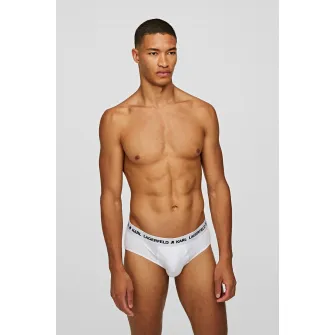 Karl Lagerfeld, Set de chiloti din amestec de bumbac organic - 3 perechi, Alb, S