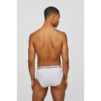 Karl Lagerfeld, Set de chiloti din amestec de bumbac organic - 3 perechi, Alb, S