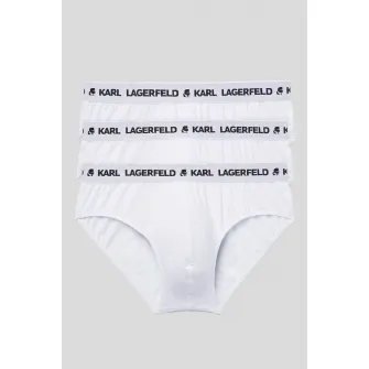 Karl Lagerfeld, Set de chiloti din amestec de bumbac organic - 3 perechi, Alb, S