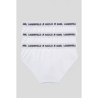 Karl Lagerfeld, Set de chiloti din amestec de bumbac organic - 3 perechi, Alb, S