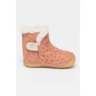 Kickers kids, Cizme din piele cu model si inchidere velcro So Windy, Roz prafuit, Argintiu, 18 EU