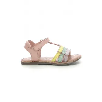 Kickers kids, Sandale de piele cu velcro, Galben, Albastru glaciar, Roz pal, 25 EU