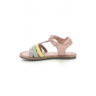 Kickers kids, Sandale de piele cu velcro, Galben, Albastru glaciar, Roz pal, 25 EU