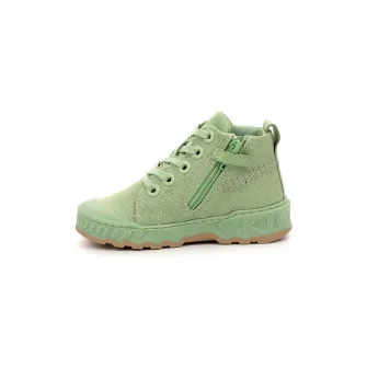 Kickers kids, Tenisi textili cu fermoar, Verde pal, 30 EU
