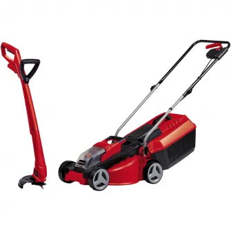 Kit 18 V Masina de tuns gazon/iarba pe acumulator Einhell PXC GE-CM 18/30, 30 cm latime lucru + Trimmer pe acumulator pentru tuns gazon/iarba Einhell Power X-Change GC-CT 18/24 Li, 24 mm diametru lucru, 1 acumulator 3 Ah, incarcator rapid