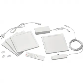 Kit 4 panouri luminoase modulare WOFI Germany, LED RGBW cu Telecomanda, Dimabile, 4 programe de schimbare a culorilor, include alimentare