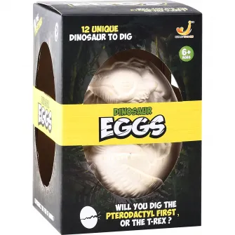 Kit arheologie Mappy Dinosaur Eggs, cu 12 dinozauri si accesorii specifice excavarii