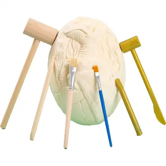 Kit arheologie Mappy Dinosaur Eggs, cu 12 dinozauri si accesorii specifice excavarii