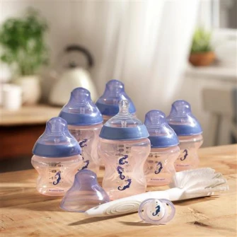 Kit biberoane nou nascut, ONL fete Tommee Tippee, + 0 luni, Calut de Mare Albastru