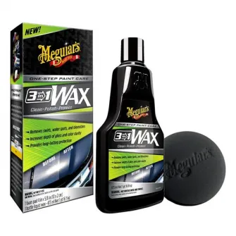 Kit ceara auto 3 in 1 cu burete Meguiars, curatare, polishare, protectie, 450ml, 3 in 1 Wax