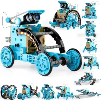 Kit de constructie roboti Mappy 12in1, incarcare solara, albastru