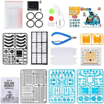 Kit de constructie roboti Mappy 12in1, incarcare solara, albastru