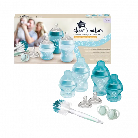 Kit de pornire biberoane nou-nascut Tommee Tippee Closer to Nature, 0 luni +, Albastru