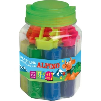 Kit plastilina 10 forme modelat Alpino 8 culori/set