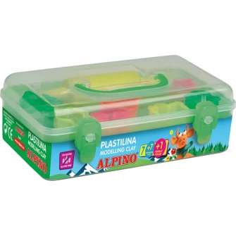 Kit plastilina 7 forme modelat Alpino, 7 culori/set