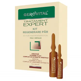 Kit regenerare par Gerovital Tratament Expert fiole, 10 buc x 5 ml + 10 buc x 10 ml