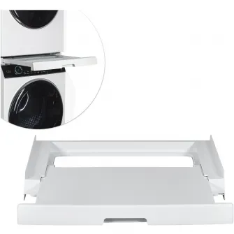 Kit suprapunere uscator si masina de spalat Haier HASTKU10, Adancime reglabila 47-62 cm, Raft Retractabil, Alb