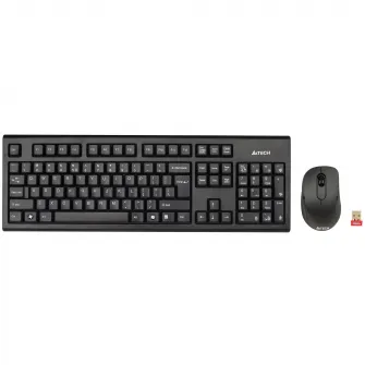 Kit Tastatura + Mouse Wireless A4tech 7100N, USB, Negru