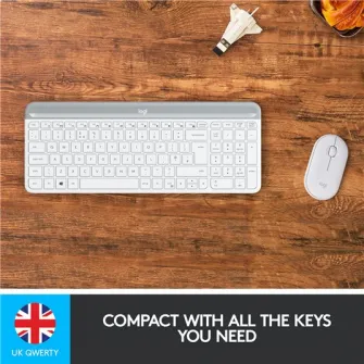 Комплект беспроводной клавиатуры и мыши Logitech MK470, тонкий, раскладка US INTL, белый