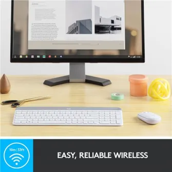 Комплект беспроводной клавиатуры и мыши Logitech MK470, тонкий, раскладка US INTL, белый