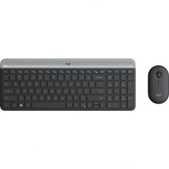 Комплект беспроводной клавиатуры и мыши Logitech MK470, тонкий, черный графит