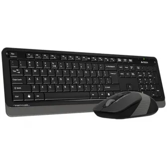 Kit Tastatura si Mouse A4tech, Fstyler FG10+FGK10, wireless, 104 taste format standard, Mouse 2000dpi, 4/1 butoane, Negru/Gri