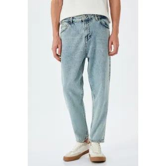 KOTON, Blugi conici cu talie medie, Albastru deschis, W28-L32
