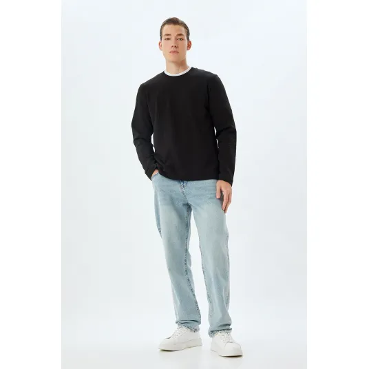 KOTON, Blugi relaxed fit cu buzunare, Albastru deschis, W30-L30