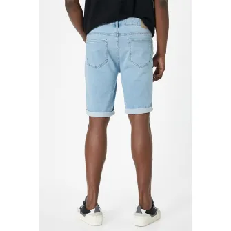 KOTON, Blugi scurti slim fit, Albastru deschis, 36