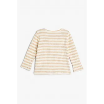 KOTON, Bluza cu model cu striatii si dungi, Alb, Bej, 74-80 CM