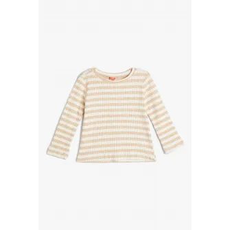 KOTON, Bluza cu model cu striatii si dungi, Alb, Bej, 74-80 CM