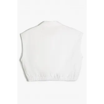 KOTON, Camasa crop de bumbac fara maneci, Alb, 44