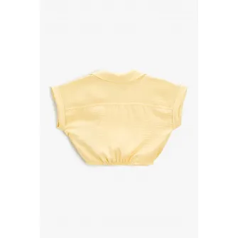 KOTON, Camasa crop uni cu revere decupate, Galben, 116-122 CM