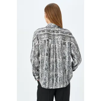 KOTON, Camasa lejera cu animal print, Negru, Crem, 36