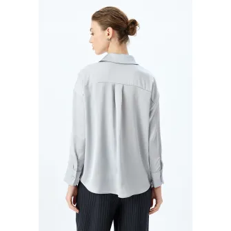 KOTON, Camasa lejera cu maneci cazute, Gri deschis, 40