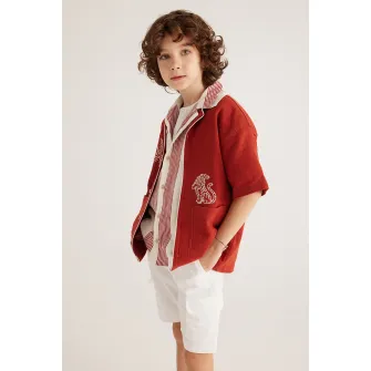 KOTON, Camasa lejera din bumbac cu broderii, Portocaliu stins, 104-110 CM