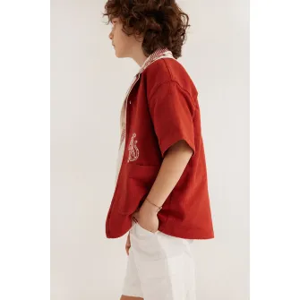 KOTON, Camasa lejera din bumbac cu broderii, Portocaliu stins, 104-110 CM