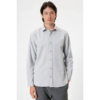 KOTON, Camasa regular fit cu model uni, Gri deschis, S