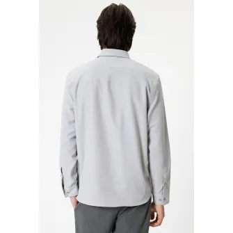 KOTON, Camasa regular fit cu model uni, Gri deschis, S