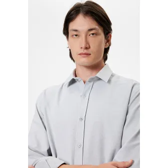 KOTON, Camasa regular fit cu model uni, Gri deschis, S