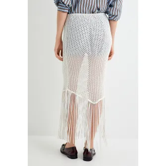 KOTON, Fusta midi cu perforatii, Alb, XL