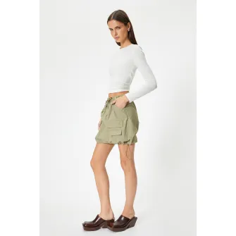 KOTON, Fusta scurta cu margine ajustabila, Kaki, 34