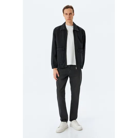 KOTON, Jacheta de bumbac cu mansete elastice, Negru, L