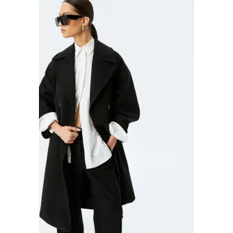 KOTON, Palton lung cu nasturi, Negru, 34