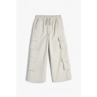 KOTON, Pantaloni cargo cu talie elastica, Gri deschis, 134-140 CM