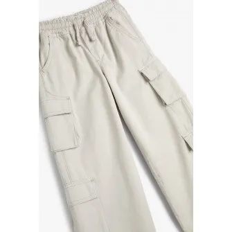 KOTON, Pantaloni cargo cu talie elastica, Gri deschis, 134-140 CM