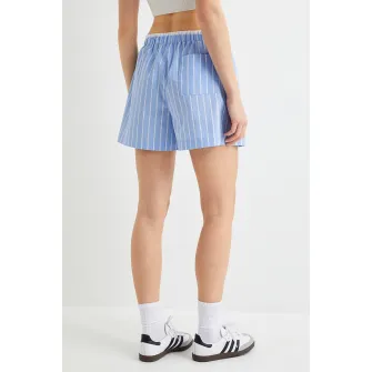 KOTON, Pantaloni scurti cu dungi si talie inalta, Albastru pastel, Alb, 34