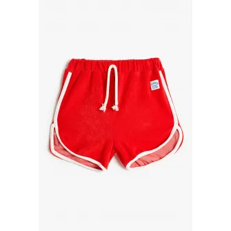 KOTON, Pantaloni scurti din material terry cu snur de ajustare, Rosu, 74-80 CM